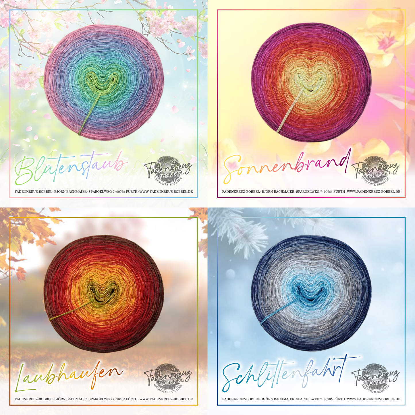 Jahreszeiten 4er - Set - Fadenkreuz Bobbel Shop