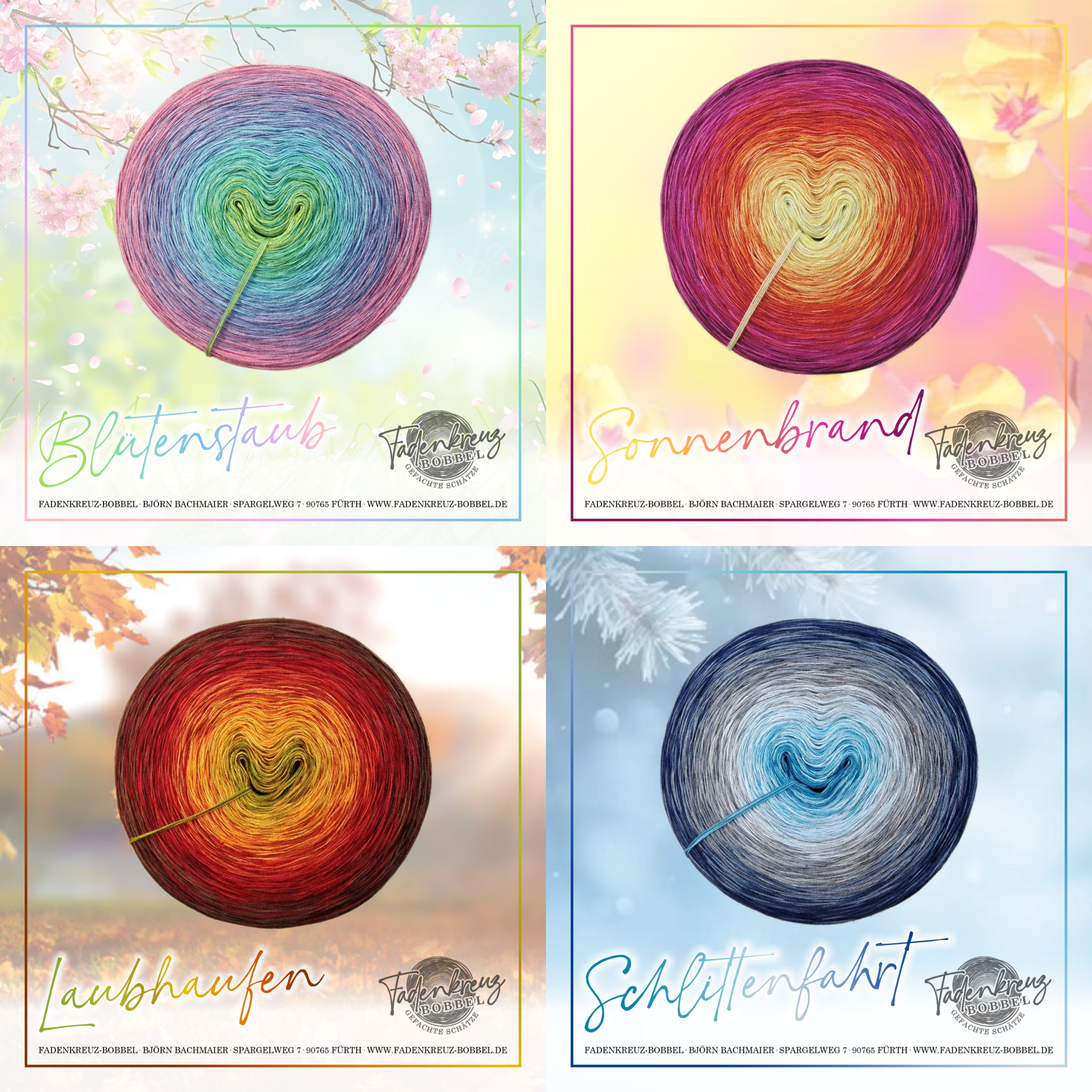 Jahreszeiten 4er - Set - Fadenkreuz Bobbel Shop