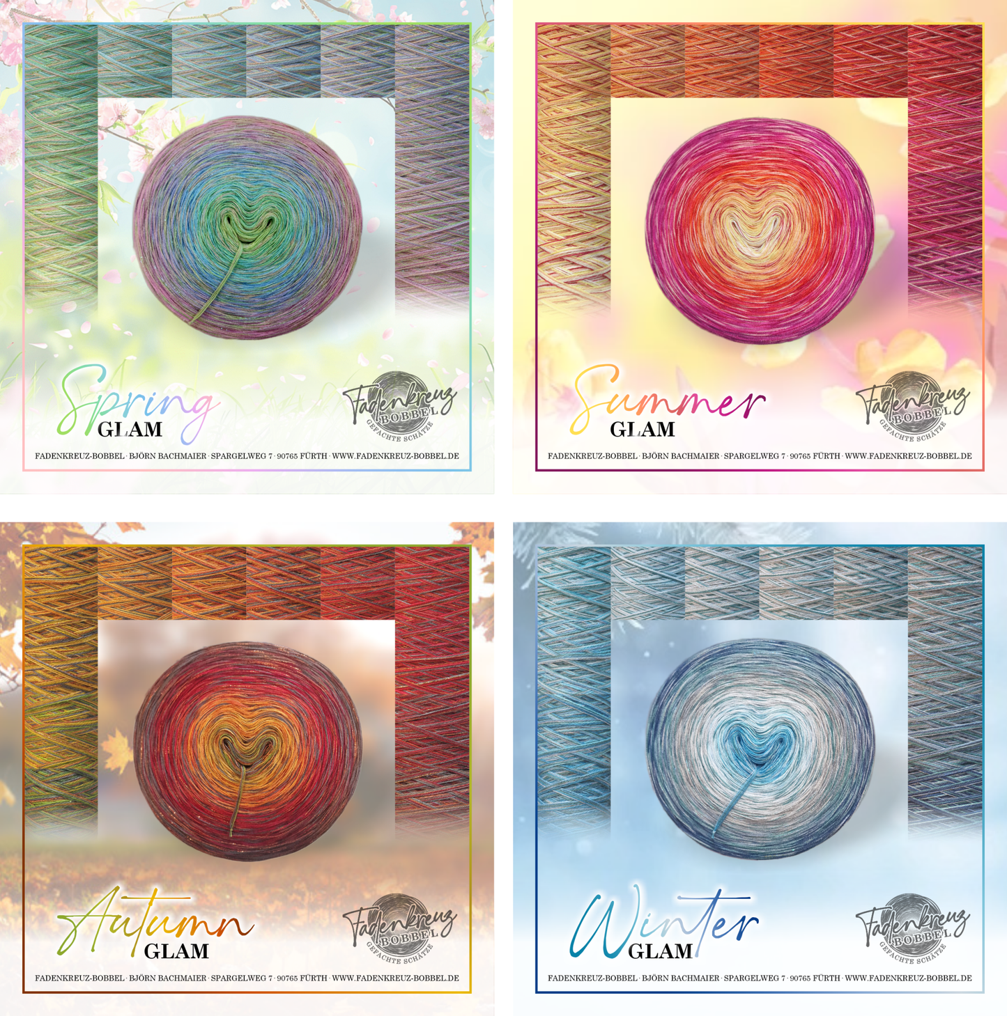 Jahreszeiten 4er - Set GLAM - Fadenkreuz Bobbel Shop