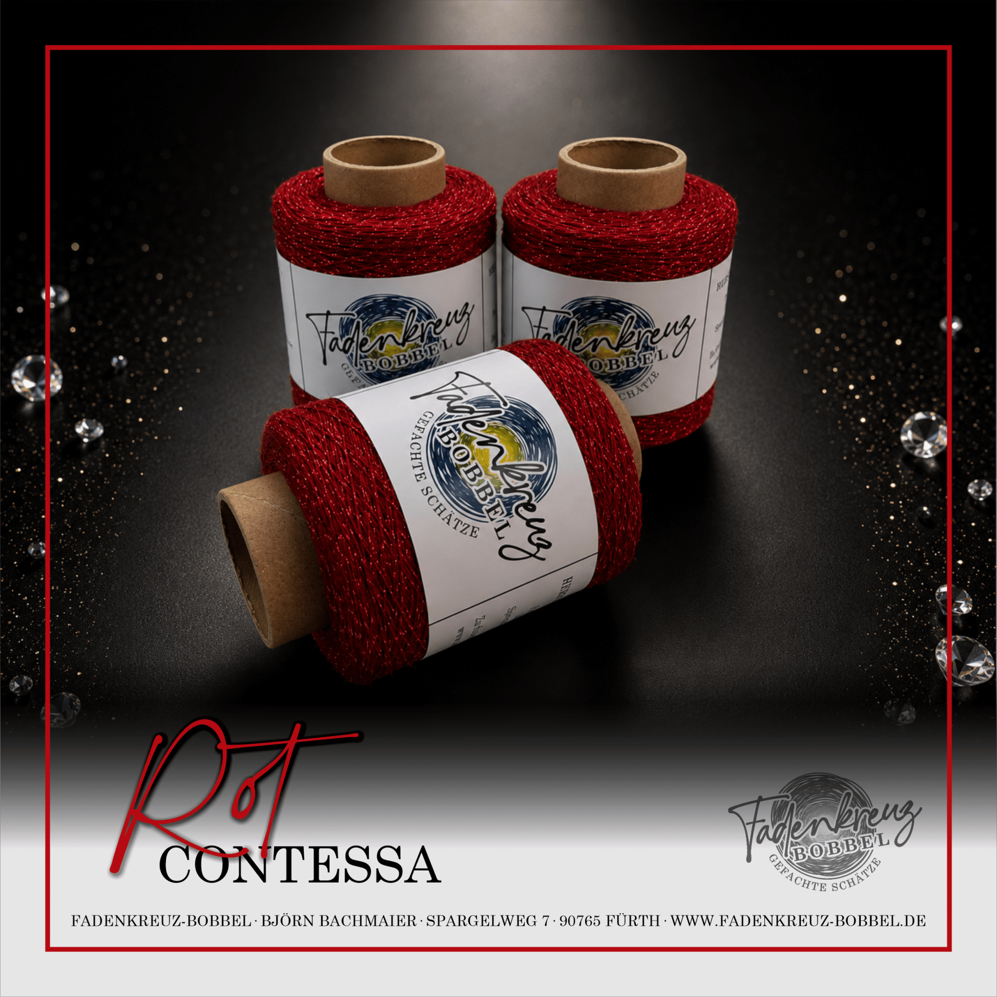 Beilaufgarn Contessa Lux Rot - Fadenkreuz Bobbel Shop