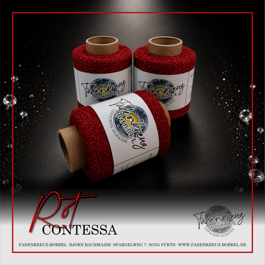 Beilaufgarn Contessa Lux Rot - Fadenkreuz Bobbel Shop