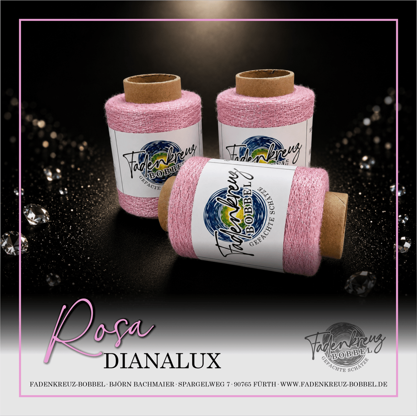 Beilaufgarn Dianalux Rosa - Fadenkreuz Bobbel Shop