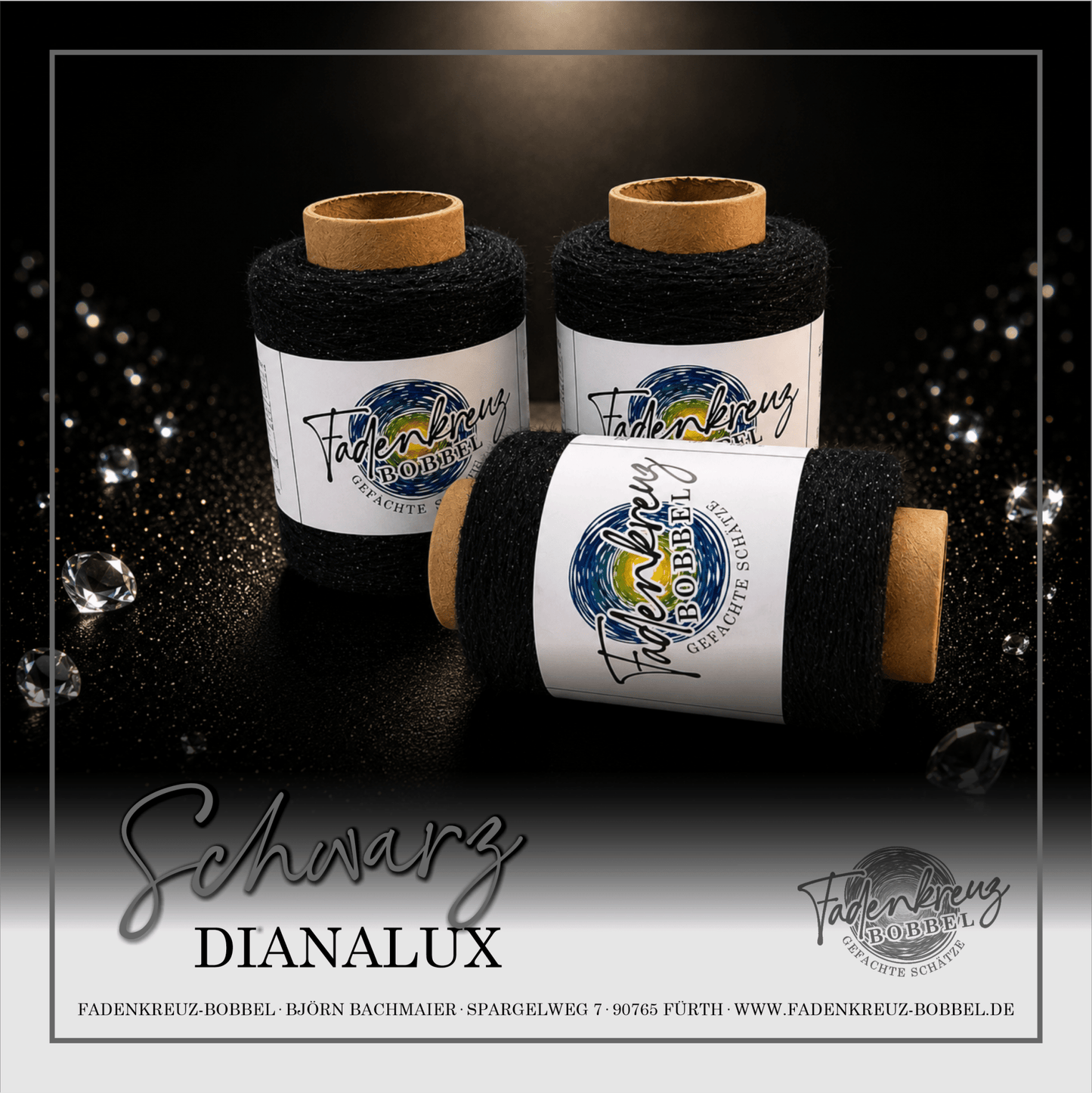 Beilaufgarn Dianalux Schwarz - Fadenkreuz Bobbel Shop