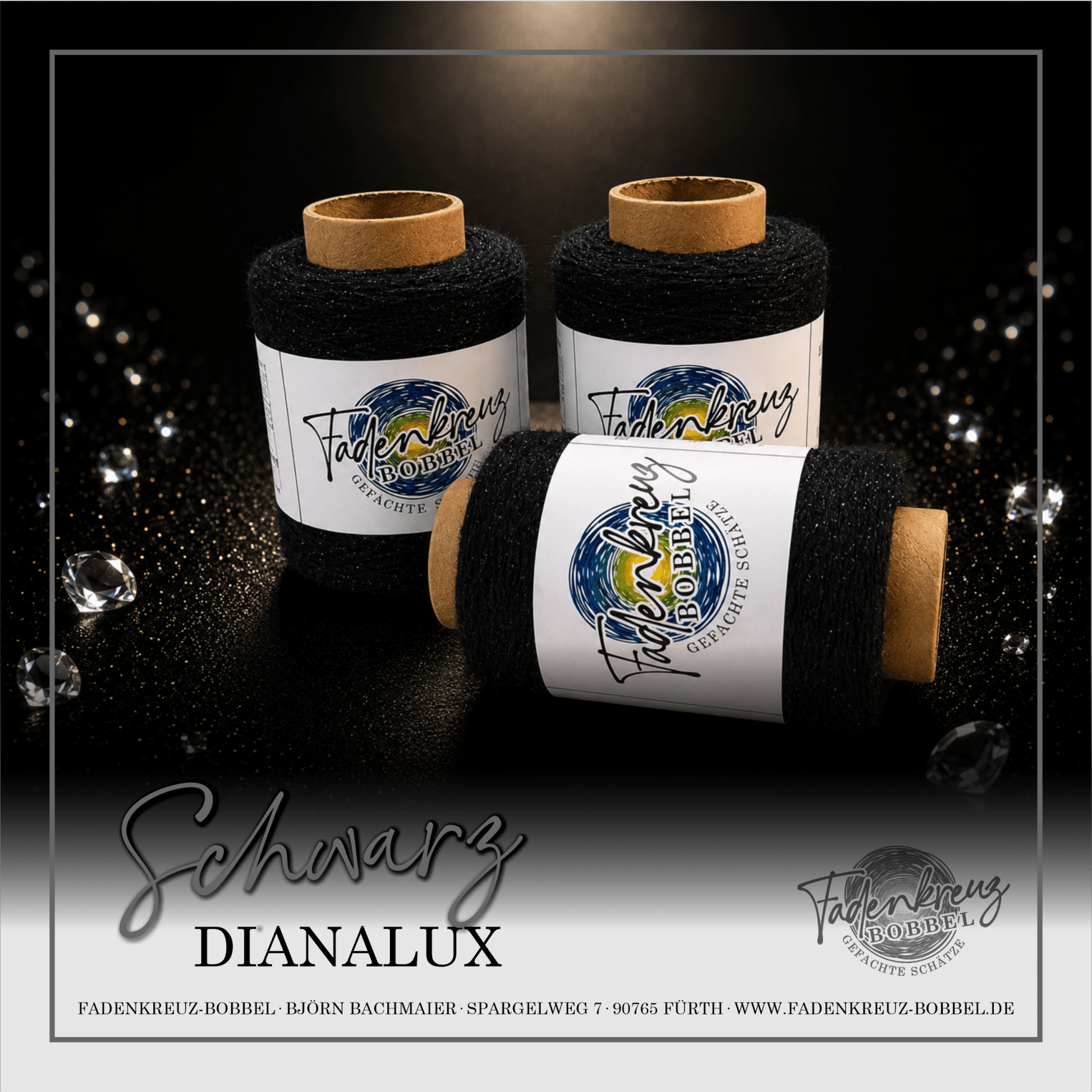 Beilaufgarn Dianalux Schwarz - Fadenkreuz Bobbel Shop