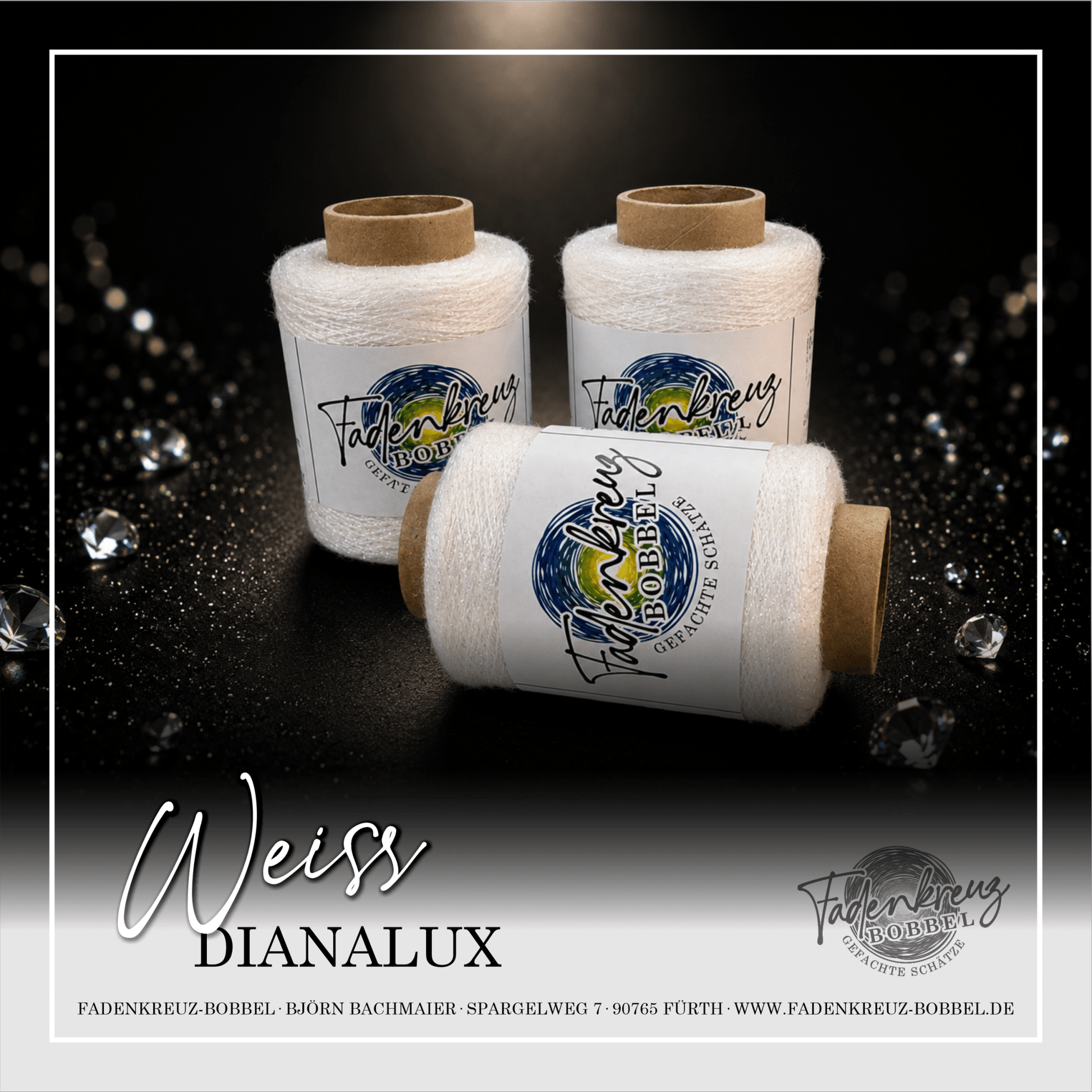 Beilaufgarn Dianalux Weiß - Fadenkreuz Bobbel Shop
