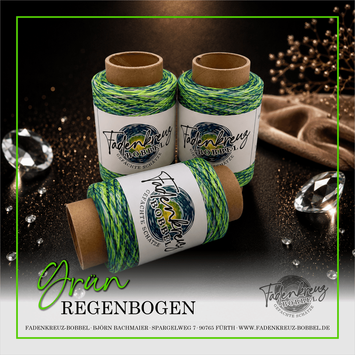 Beilaufgarn Regenbogen Grün - Fadenkreuz Bobbel Fürth