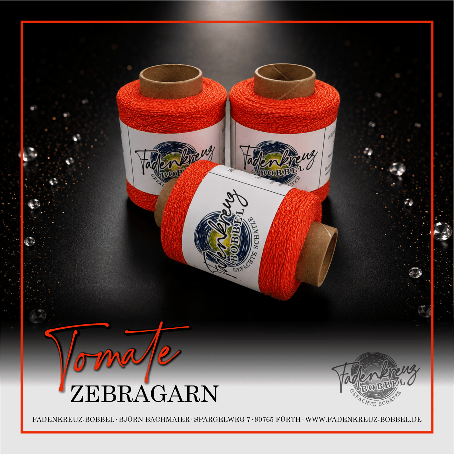 Beilaufgarn Zebragarn Tomate - Fadenkreuz Bobbel Shop