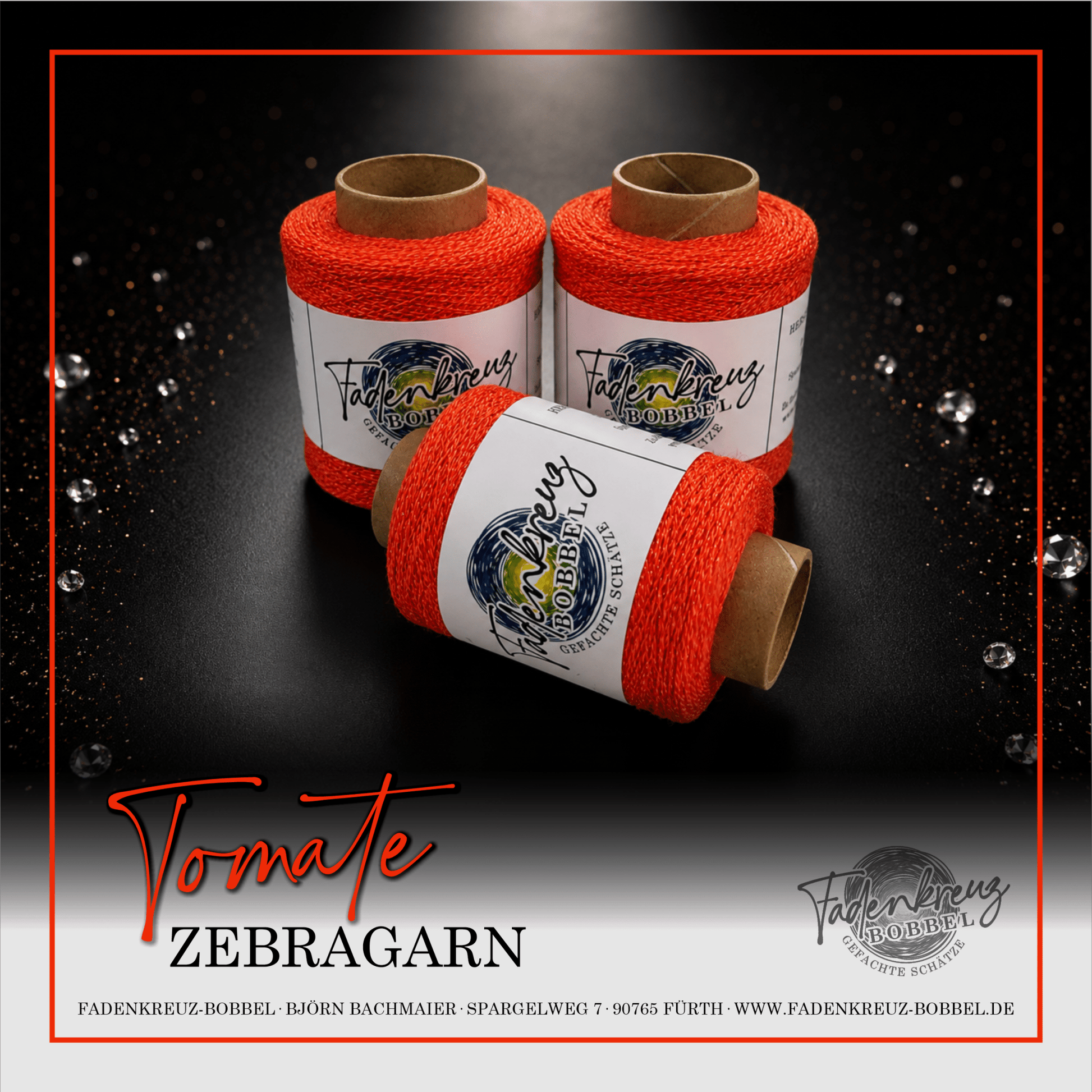 Beilaufgarn Zebragarn Tomate - Fadenkreuz Bobbel Shop